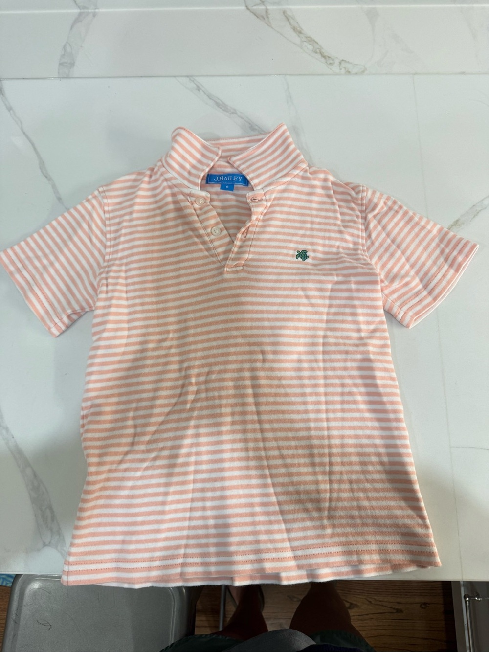 J. Bailey Orange & White Striped Kids Polo Shirt